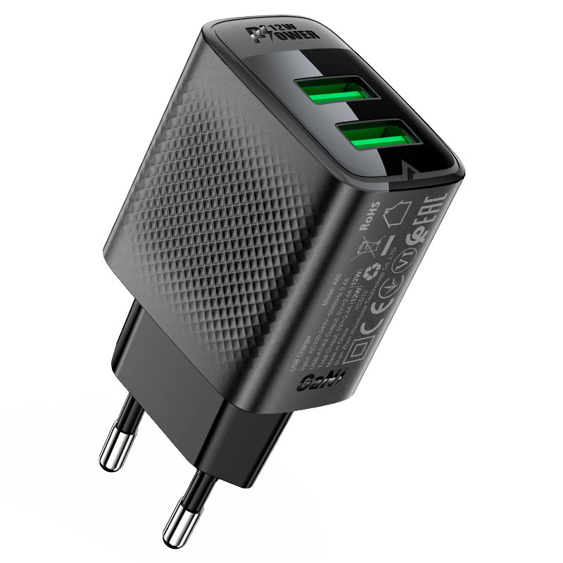 ACEFAST DUAL PORT CHARGER 12W BLK