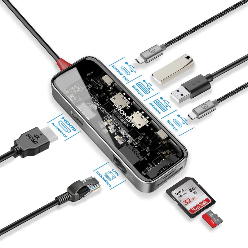 PROMATE 8IN1 ULTRA FAST HUB