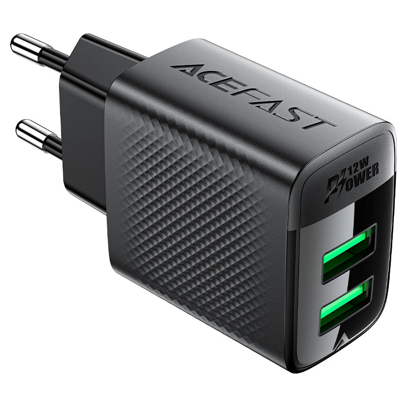 ACEFAST DUAL PORT CHARGER 12W BLK