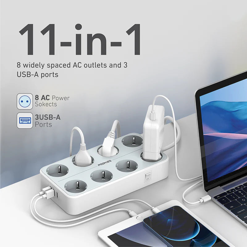 Promate High Output 8 Outlet Ppower Strip