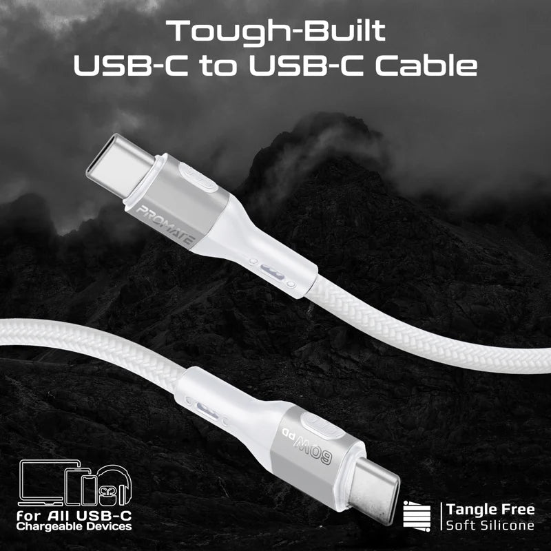 Promate 60W 1.2M Usb-C to Usb-C CABLE
