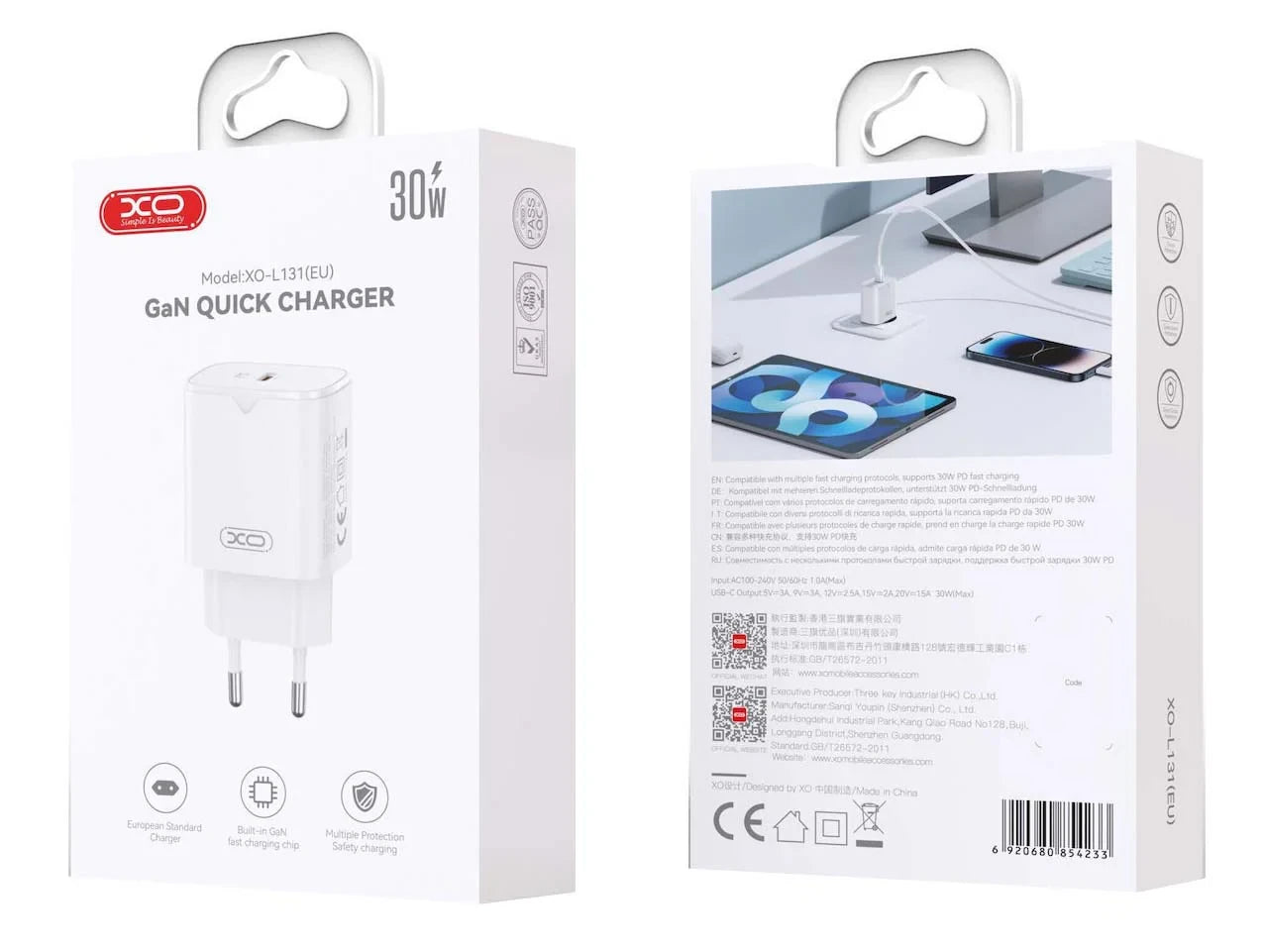 XO TYPE-C TO IP CHARGER WHITE