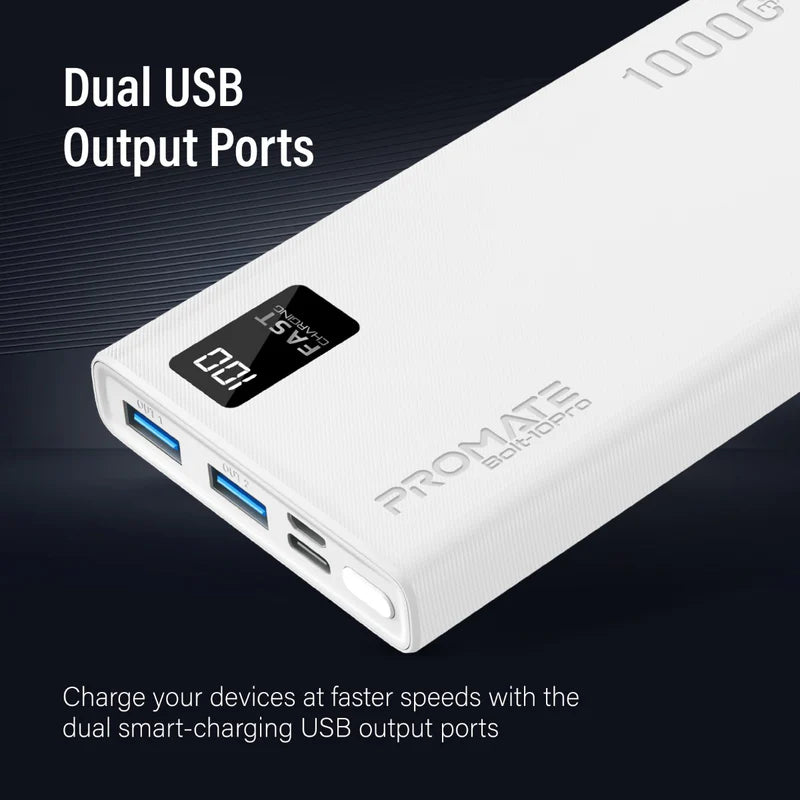 PROMATE Bolt-10Pro Power Bank 10 000MAH