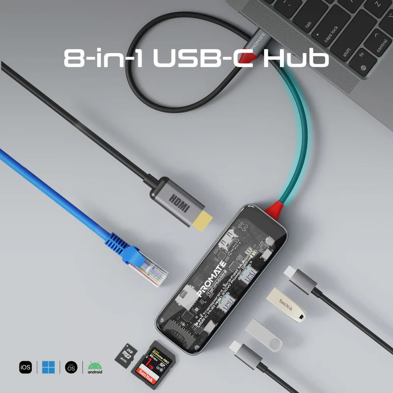 PROMATE 8IN1 ULTRA FAST HUB
