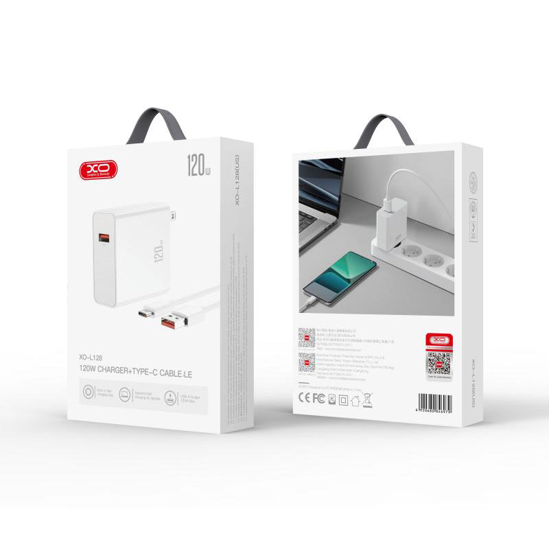 XO 120W CHARGER + TYPE-C CABLE WHT