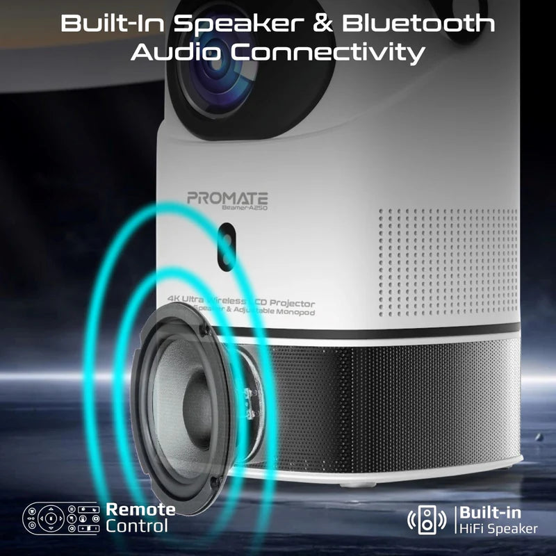 PROMATE 4K ULTRA HD PROJECTOR+SPEAKER+MONOPOD