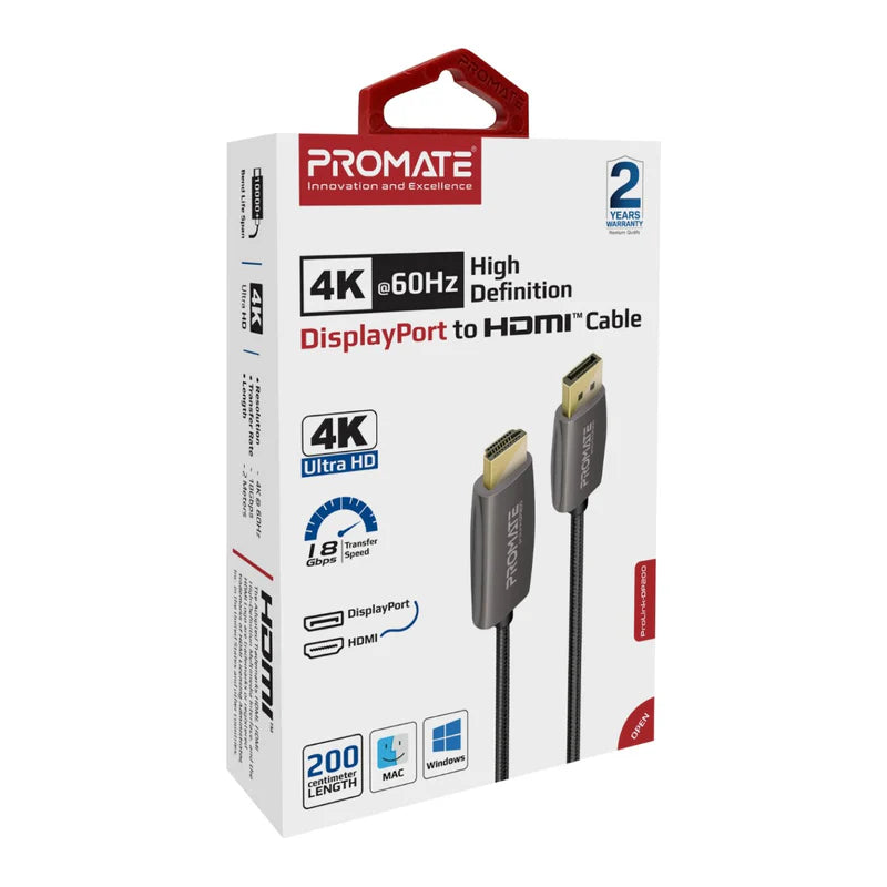PROMATE 4K DISPLAY PORT 2 HDMI CABLE