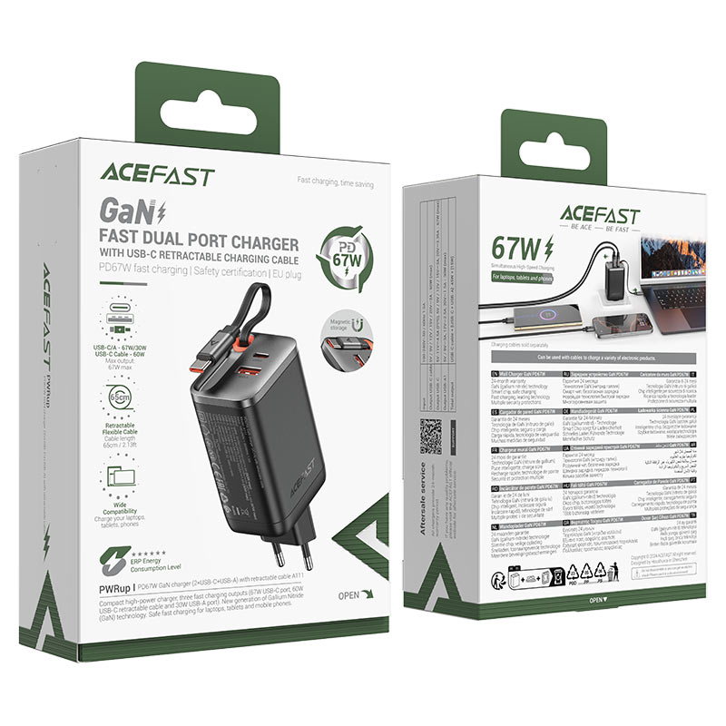 ACEFAST DUAL PORT CHARGER C PWRUP BLK