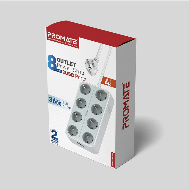Promate High Output 8 Outlet Ppower Strip