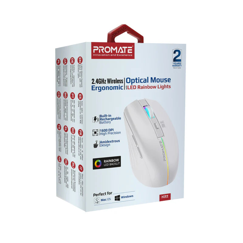 PROMATE ERGO OPTICAL MOUSE WHT