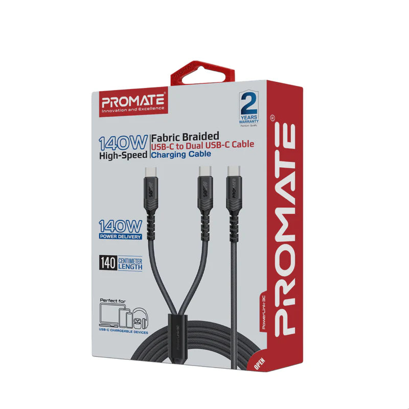 PROMATE 140W BRAIDED C2C DUAL CABLE