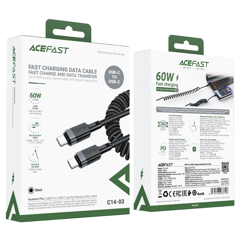 ACEFAST DATA CABLE 60W BLK