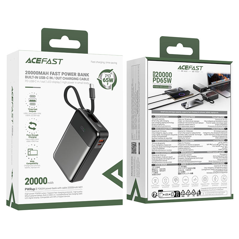 ACEFAST FAST PB 20K 65W BLK