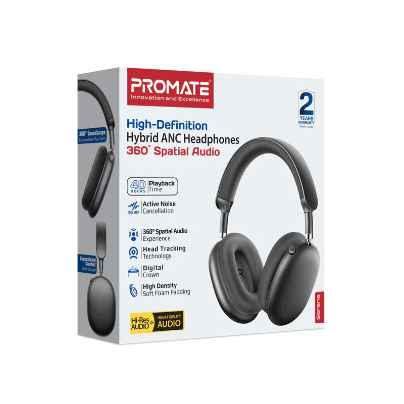 PROMATE HD HYBRID ANC HEADPHONES 360 SPATIAL AUDIO