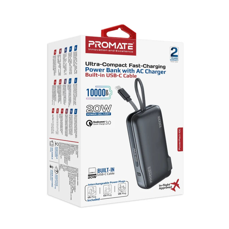 PROMATE PB 10K 20W AC CHARGER BLK