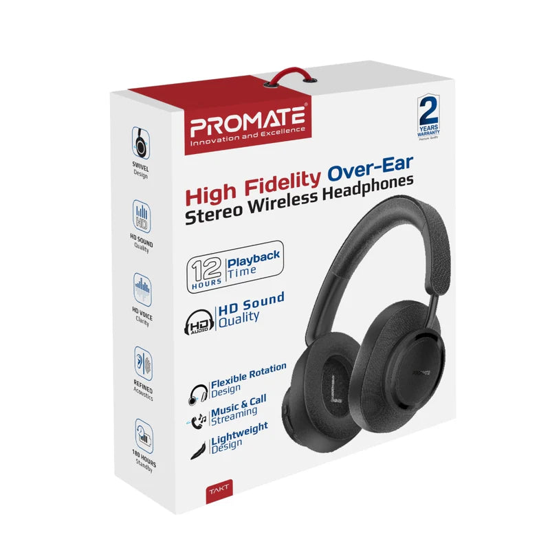 PROMATE OVER EAR STEREO HEADPHONES BLK