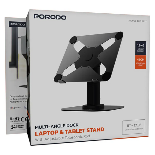 Porodo Multi-Angle Dock Laptop & Tablet Stand - Black