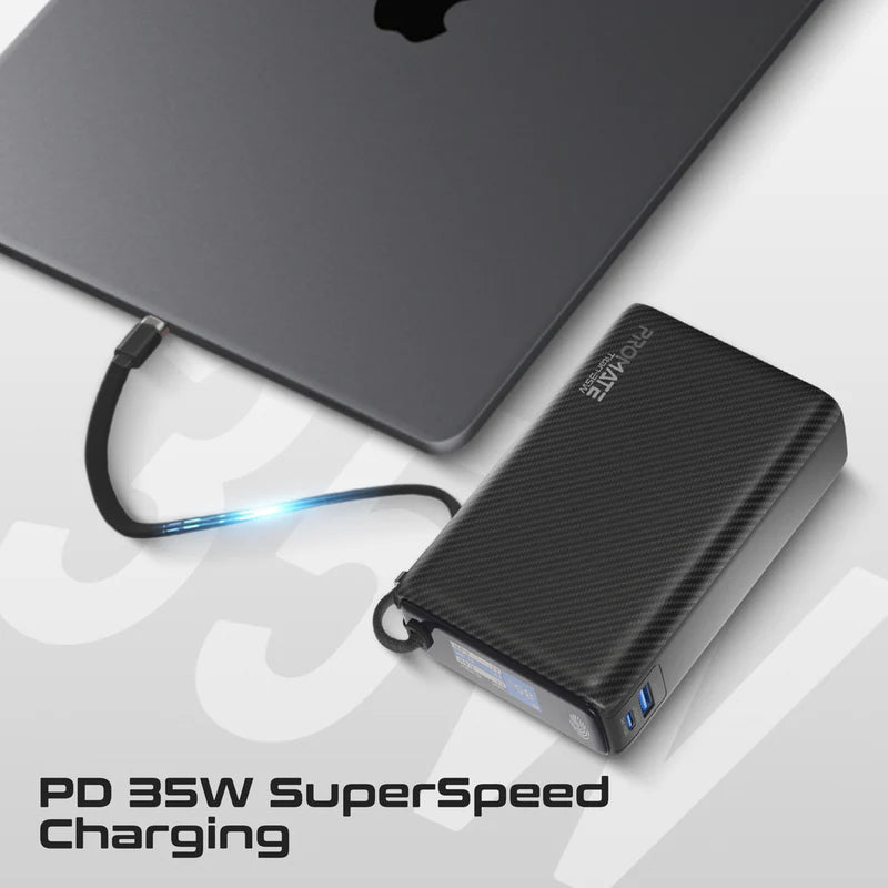 35W SuperSpeed™ Power Bank with Built-in USB-C Cable & TFT Screen