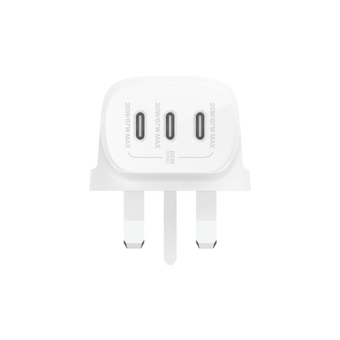 BELKIN 3PORT USB-C WALL CHARGER 67W WHT