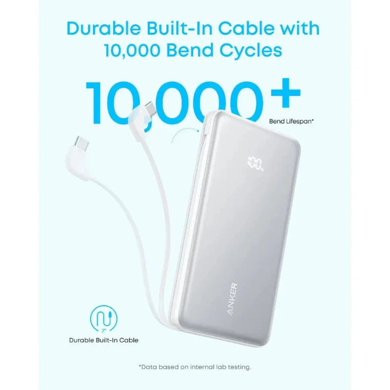 Anker Zolo 10000mAh 22.5W Fast Charging Power Bank with Built-in USB-C Cable
