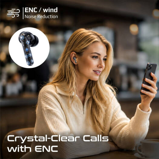 Promate Serix Hybrid ANC True Wireless Earbuds, 6-Mic ENC