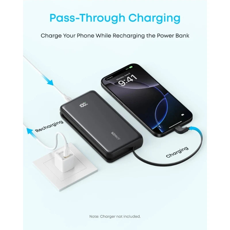 Anker Zolo Power Bank (20K, Built-In USB-C and Lightning Cable)