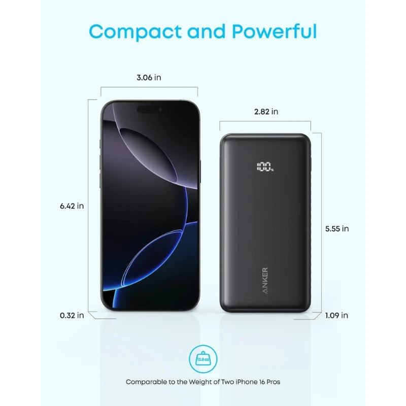 Anker Zolo Power Bank (20K, Built-In USB-C and Lightning Cable)
