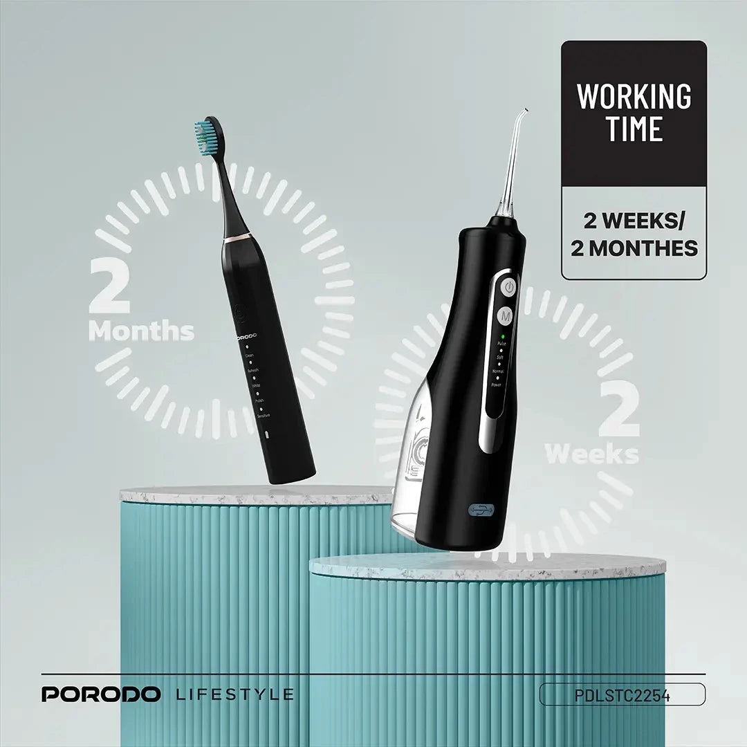 Porodo Lifestyle Ultimate Oral Care Duo Electric Toothbrush & Water Flosser combo