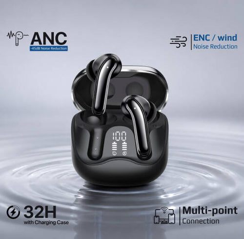 Promate Serix Hybrid ANC True Wireless Earbuds, 6-Mic ENC