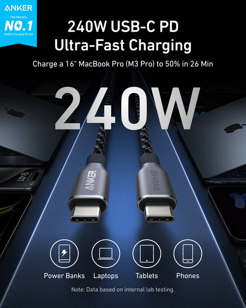 Anker Prime USB-C to USB-C Cable 240W-Braided