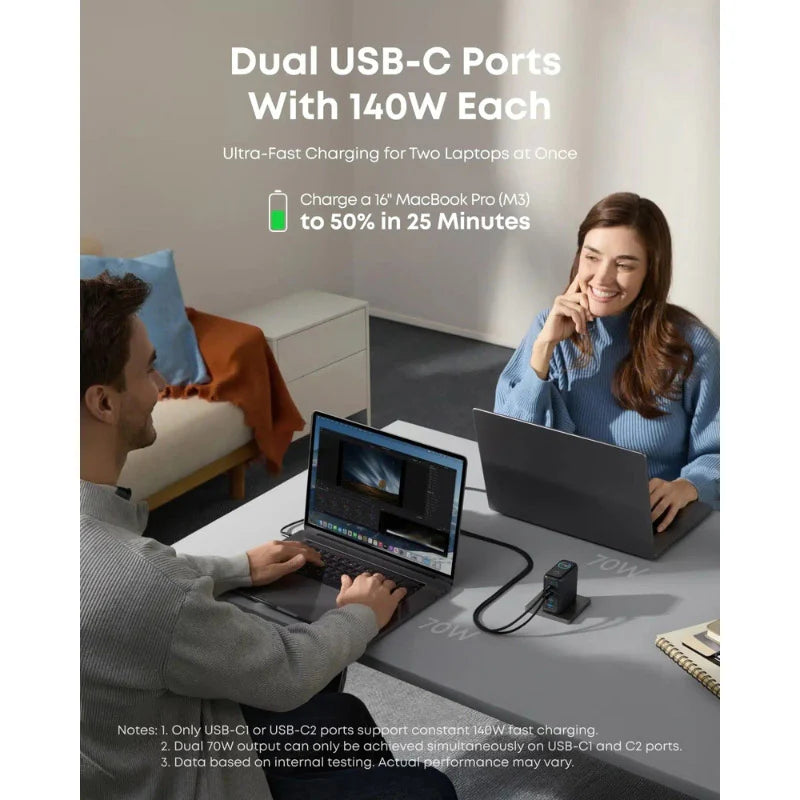 Anker Laptop Charger (140W, 4-Port, PD 3.1) with USB-C   Cable
