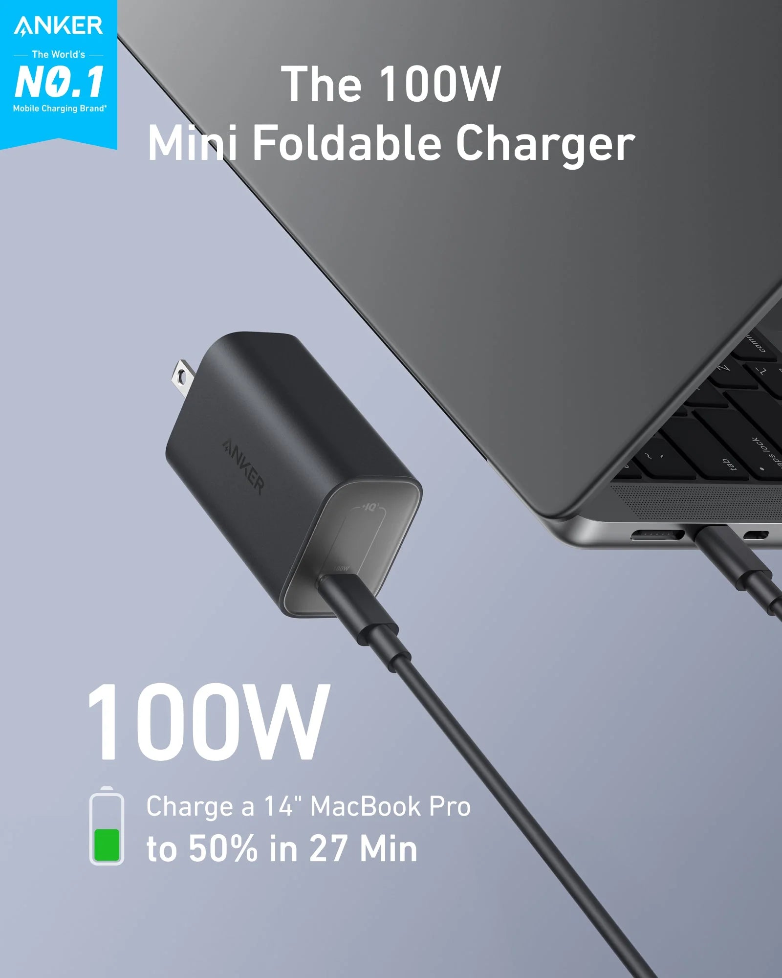 Anker Nano Charger 100W with 6ft 5A c-c cable