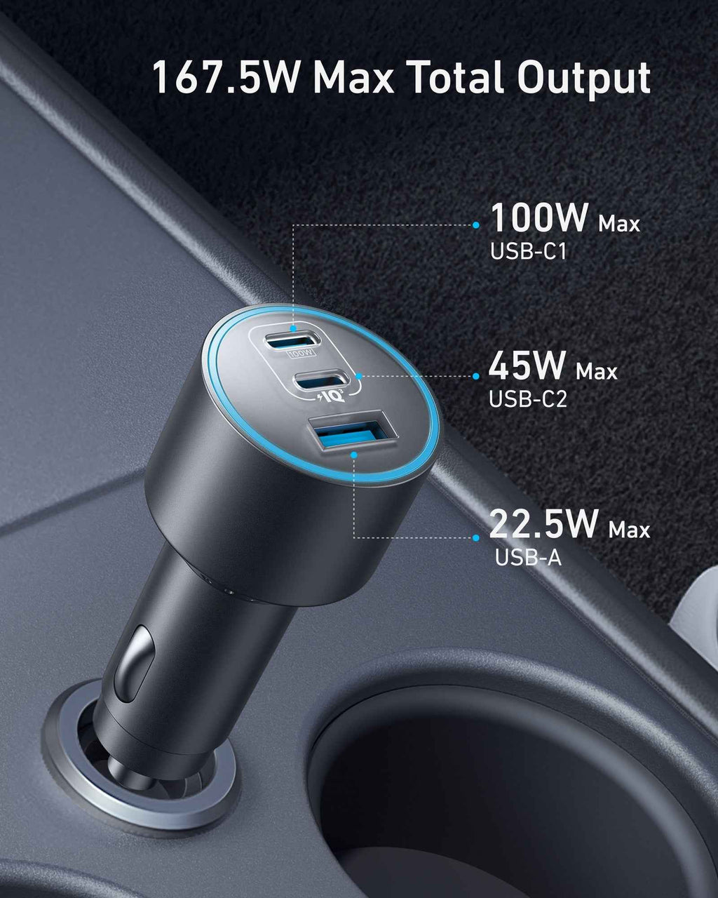 Anker (167.5W, 3 Ports) Nano Car Charger