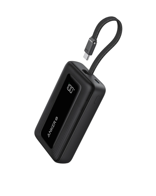Anker Zolo Power Bank (10K, 30W) with a 5.4-inch (13.7 cm) built-in USB-C cable