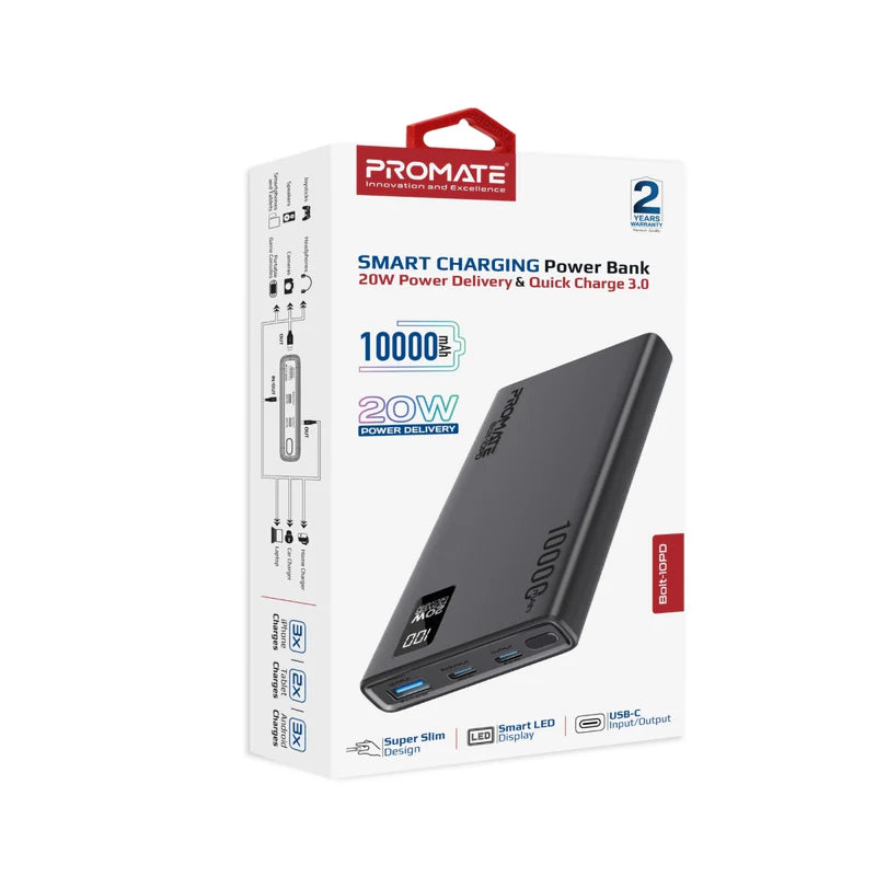 Promate Power Bank 10 000MAH 20W
