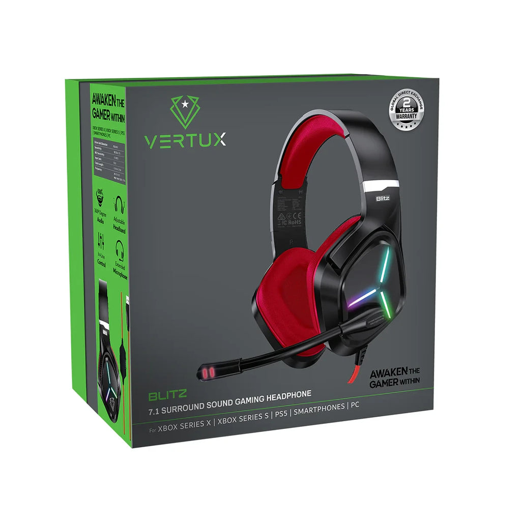 VERTUX BLITZ HEADPHONES RED