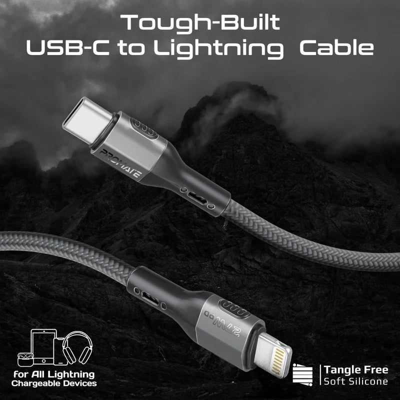 PROMATE TOUGH-BUILT 1.2M 27W C2LIGHTNING CABLE
