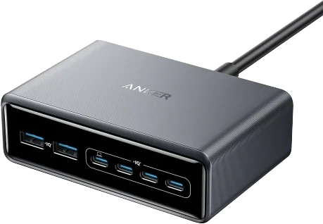 Anker Prime 200W GaN Desktop Charger - 6 Ports (4 USB-C, 2 USB-A)