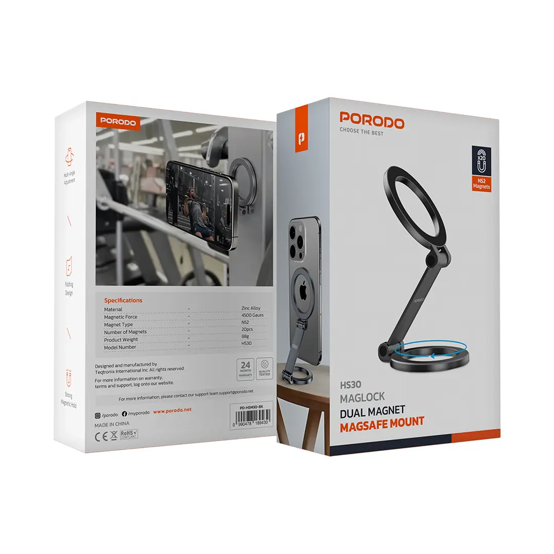 Porodo Maglock Dual Magnet Magsafe Mount - Black