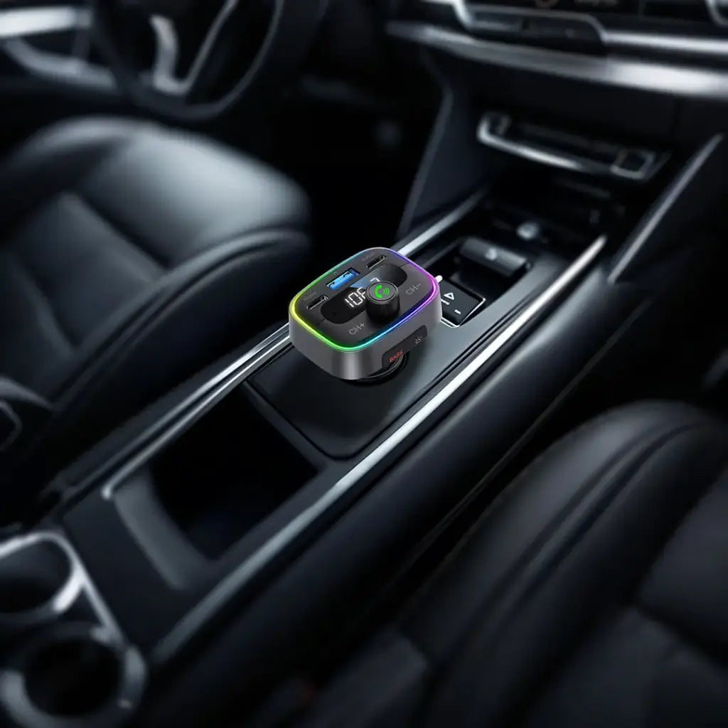 Porodo Smart Car Charger FM Transmitter - Black