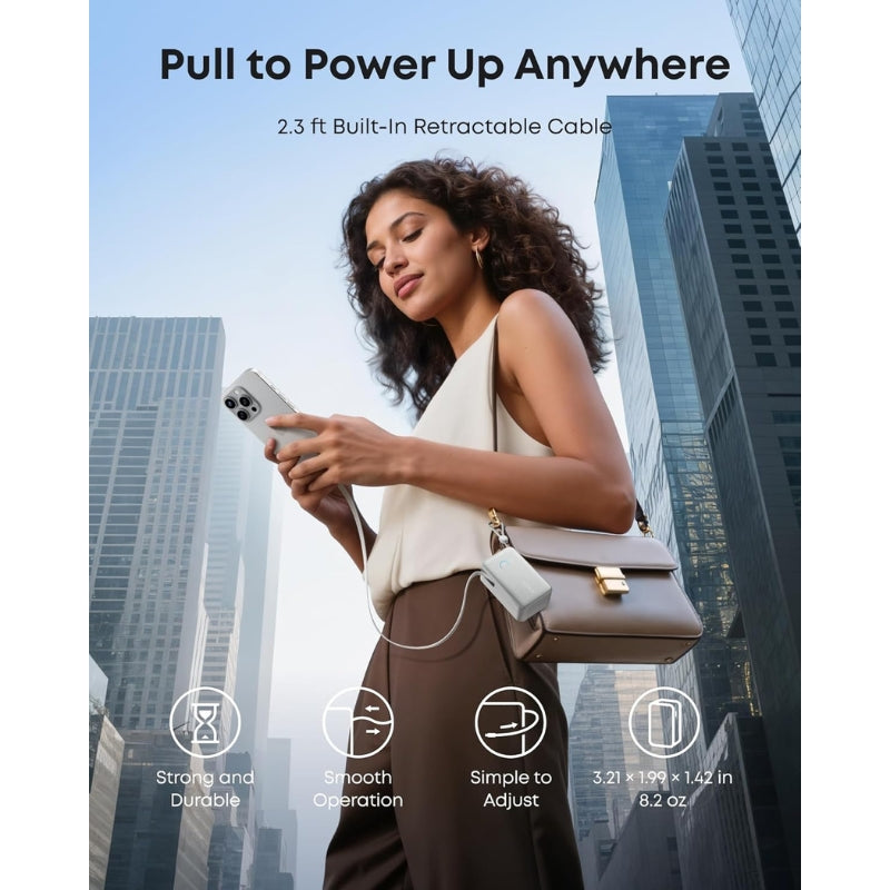 Nano Power Bank (10K, 45W, Built-In Retractable USB-C Cable)