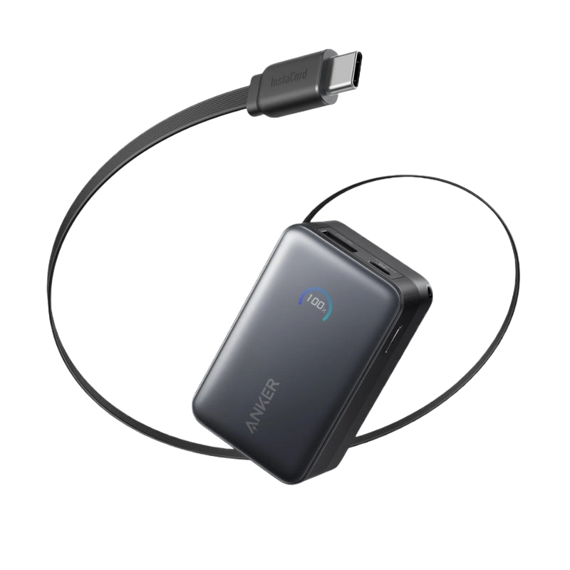 Nano Power Bank (10K, 45W, Built-In Retractable USB-C Cable)