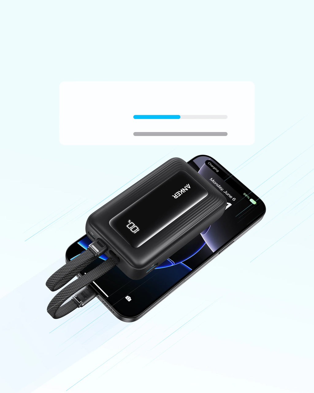 Anker Zolo Power Bank (10K,35W,Built-In Dual USB-C Cables)