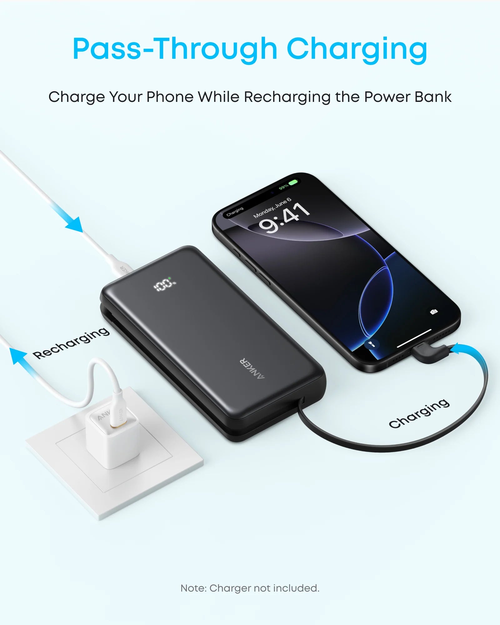 Anker Zolo Power Bank (20K, 22.5W, Built-In USB-C Cable)