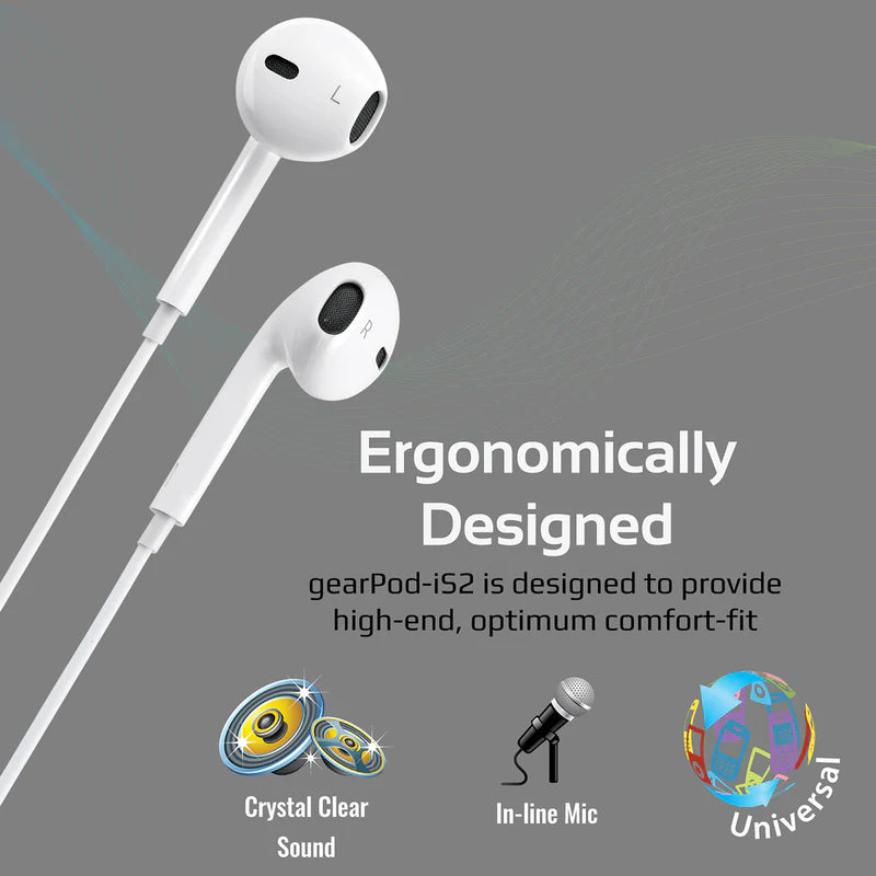 PROMATE OVEL-CURVED AUX EARPHONES WHT