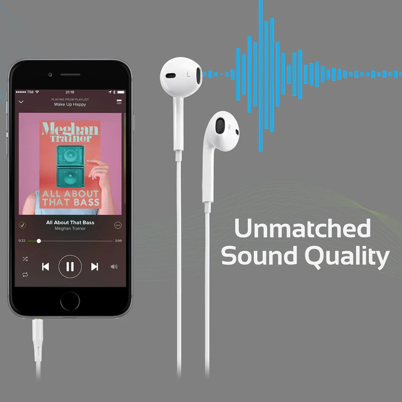 PROMATE OVEL-CURVED AUX EARPHONES WHT