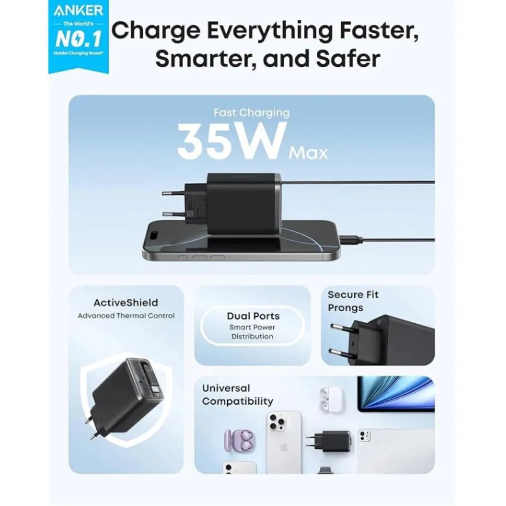 Anker Nano Charger (35W, Built-In Retractable USB-C Cable)