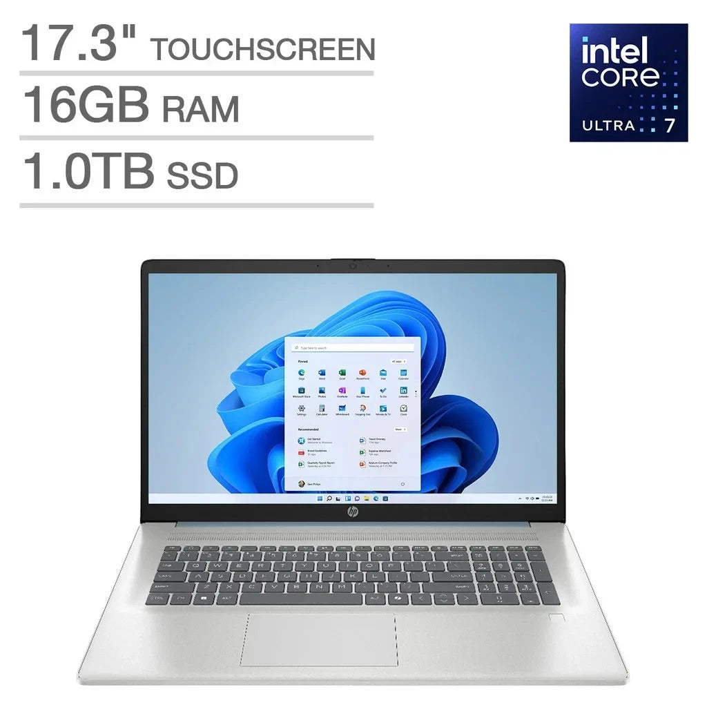 HP 17 laptop AI - 17.3"- Core Ultra 7-255U - 16GB Rm DDR5 - 1TB NVMe - Integrated Intel Graphics